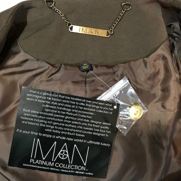 IMAN Mocha Platinum Collection Jewel Neck Snap Front Duster Coat - Picture 11 of 15